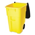 Trash & Waste Bins | Rubbermaid Commercial FG9W2700YEL 50 Gallon Molded Plastic Square Brute Rollout Container - Yellow image number 3