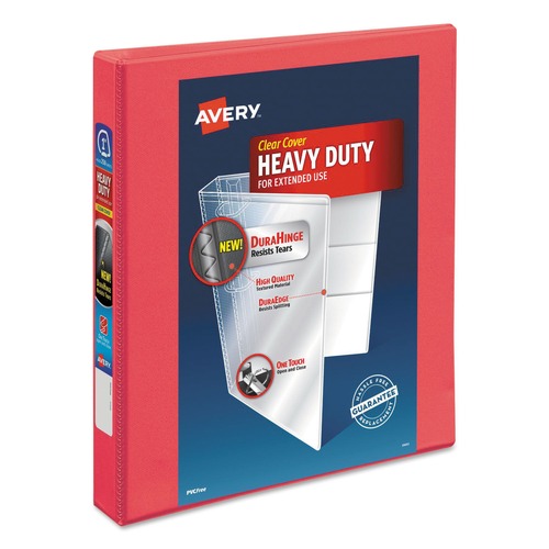  | Avery 17293 1 in. Capacity 11 in. x 8.5 in. 3 Ring Durable View Binder with DuraHinge and Slant Rings - Coral image number 0