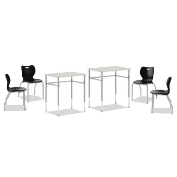 HON 20 in. x 26 in. x 23 in. to 33 in. SmartLink Rectangle Student Desk with SmartLink Four-Leg Onyx Chair Bundle (2 Desks/Carton, 4 Chairs/Carton)