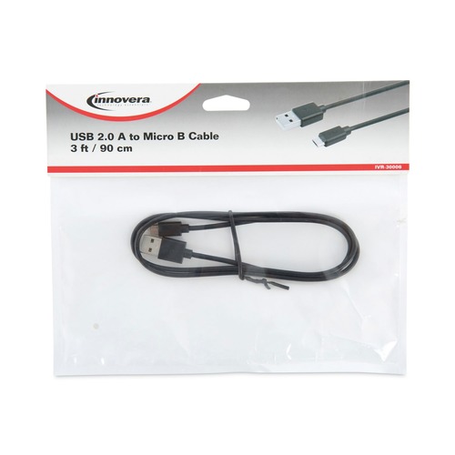 Office Electronics & Batteries | Innovera IVR30006 3 ft. USB to Micro USB Cable - Black image number 0