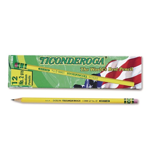 Pencils | Ticonderoga X13885 F (No. 2.5) Pencils - Black Lead/Yellow Barrel (1-Dozen) image number 0