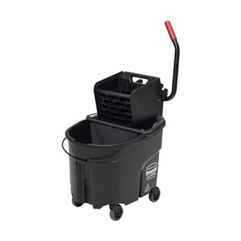 MOP BUCKETS | Rubbermaid Commercial 1863896 WaveBrake 2.0 35 Quart Side Press Plastic Bucket/Wringer Combo - Black