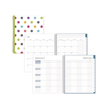 Blue Sky 11 in. x 8.5 in. 2025-2026 Teacher Dots CYO Cover Weekly/Monthly Lesson Planner - Multicolor Cover
