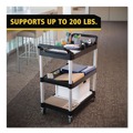  | Rubbermaid Commercial FG342488BLA 18-5/8 in. x 33-5/8 in. x 37-3/4 in. Three-Shelf Economy Plastic Cart - Black image number 9