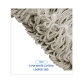 Mops | Boardwalk BWK424CCT 24 oz. Pro Loop Web/Tailband Cotton Wet Mop Head - White (12/Carton) image number 6