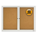  | Quartet 2124 48 in. x 36 in. Cork/Fiberboard Enclosed Cork Bulletin Board - Silver Aluminum Frame image number 1