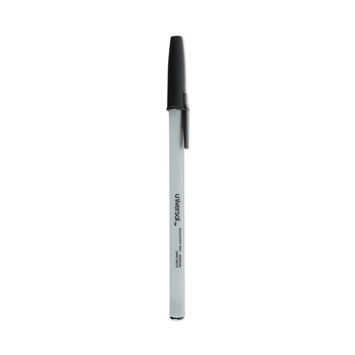  | Universal UNV15613 Medium 1 mm Black Ink Stick Ballpoint Pens (60/Pack) image number 0
