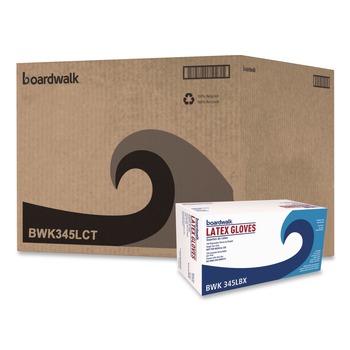 Boardwalk BWK345LCT 4.4 mil 9.5 in. Long Powder-Free General-Purpose Latex Gloves - Large, Natural (100/Box, 10 Boxes/Carton)