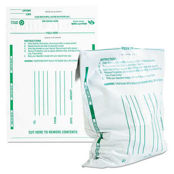 Quality Park 10 in. x 13 in. Poly Night Deposit Bags with Tear-Off Receipt - White (100/Pack)