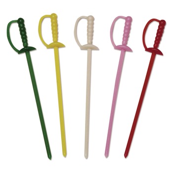 AmerCareRoyal 3.25 in. Plastic Sword Picks - Assorted Colors (10000/Carton)