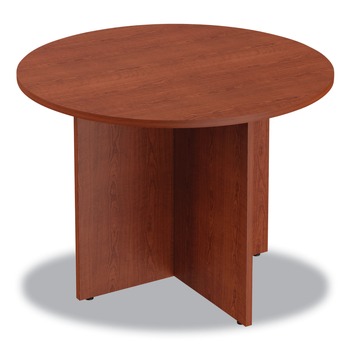 Alera 42 in. x 29.5 in. Valencia Round Conference Table with Legs - Medium Cherry