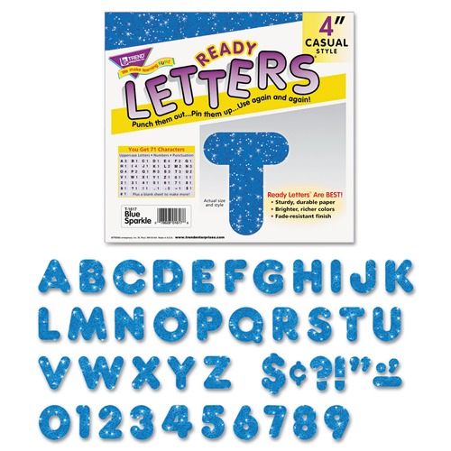 Office & Office Supplies | TREND T1617 Ready Letters 4 in. Tall Sparkles Letter - Blue Sparkle Characters (1-Set) image number 0