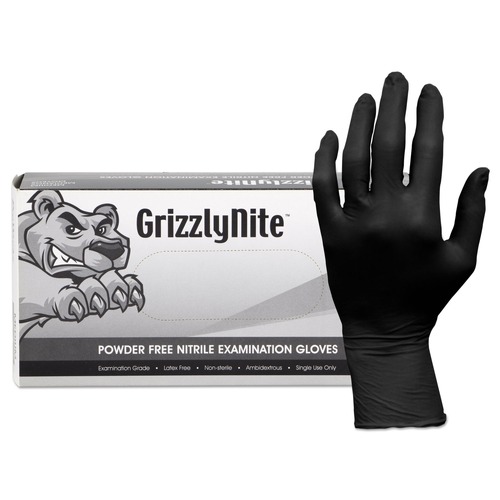Work Gloves | HOSPECO GL-N105FX ProWorks GrizzlyNite Nitrile Gloves - X-Large Black (1000/Carton) image number 0
