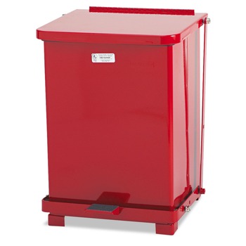 Rubbermaid Commercial FGST7EPLRD Defenders 4 Gallon Square Step Can - Red