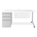 Office Desks & Workstations | Alera 26115 Modern Teacher Series 60 in. x 24 in. x 28.75 in. Left-Side Pedestal: Box/Box/File Pedestal Desk - White/Silver image number 0