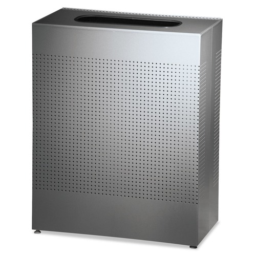 Trash & Waste Bins | Rubbermaid Commercial FGSR18EPLSM 40 gal. Designer Line Steel Square Silhouettes Receptacle - Silver image number 0