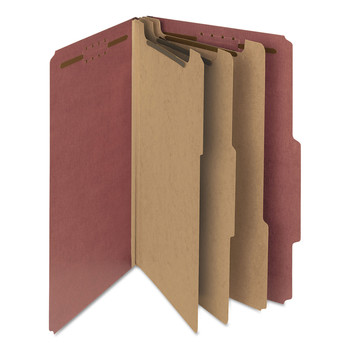 Smead 3 in. Expansion Recycled 3-Divider Pressboard Classification Folders, 8 Fasteners - Legal Size/Red Exterior (10/Box)