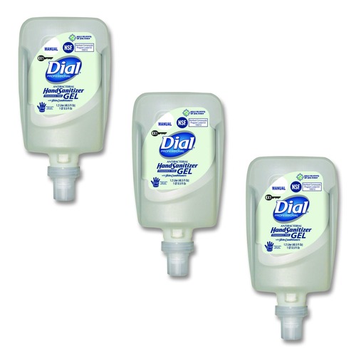 Soap Dispensers | Dial Professional 17000 16710 1.2 L Antibacterial Gel Hand Sanitizer Refill for FIT X1 Manual Dispenser - Fragrance-Free (3/Carton) image number 0