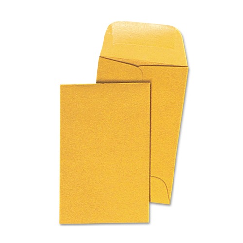 Office Jansan | Universal UNV35300 #1 Round Flap Gummed Closure 2.25 in. x 3.5 in. Coin Envelopes - Light Brown Kraft (500/Box) image number 0