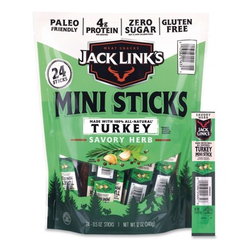 Jack Link's 017082016355 0.5 oz. Mini Savory Herb Stick - Turkey (24/Carton)