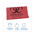 Bulk Savings Pricing 3 | Boardwalk A8046PRK 40 in. x 46 in. 45 gal. 1.3 mil Linear Low Density Health Care Trash Can Liners - Red (100/Carton) image number 1