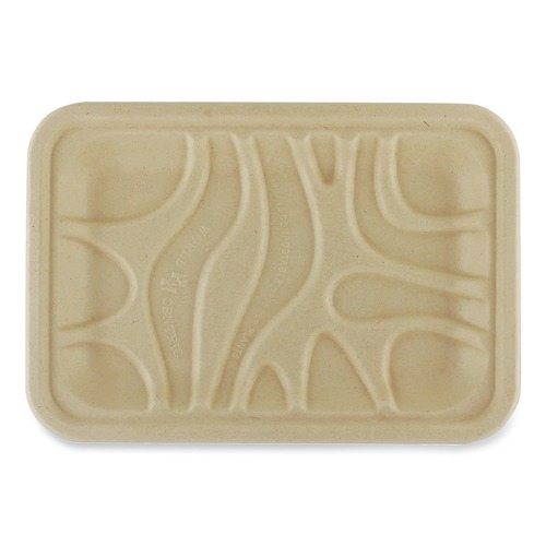 Food Trays, Containers, and Lids | World Centric TR-SC-2S-LFS 5.7 in. x 8.2 in. x 0.6 in. Paper Fiber Trays - Natural (500/Carton) image number 0