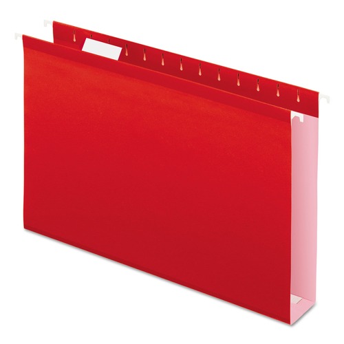 Office Jansan | Pendaflex 04153X2 RED 2 in. Extra Capacity 1/5-Cut Tabs Reinforced Hanging Legal File Folders with Box Bottom - Red (25/Box) image number 0