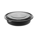 Food Service | Pactiv Corp. 0CN80948CSTC EarthChoice MealMaster 48 oz. 10.13 in. Diameter x 2.13 in. Height 1 Compartment Plastic Container with Lid - Black/Clear image number 3