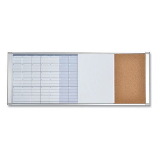 White Boards | MasterVision XA429993700 48 in. x 18 in. Lacquered Steel Surface Aluminum Frame Magnetic Calendar Combo Board - White image number 0