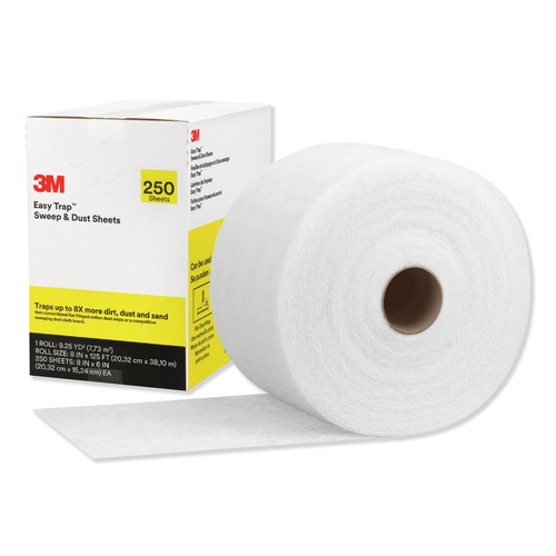 Cleaning & Janitorial Supplies | 3M 55654W Easy Trap 8 in. x 125 ft. Sweep and Dust Sheets - White (250-Piece/Roll) image number 0