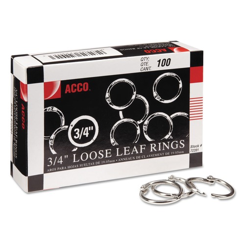 ACCO 0.75 in. Diameter Metal Book Rings (100/Box)