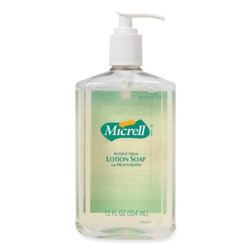 Cleaning & Janitorial Supplies | MICRELL 9759-12 12 oz. Pump Bottle Antibacterial Lotion Soap - Light Scent (12/Carton) image number 0