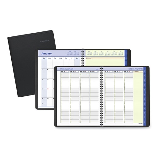  | AT-A-GLANCE 76-950-05 11 in. x 8.25 in. 12-Month (Jan to Dec): 2025 QuickNotes Weekly Vertical-Column Format Appointment Book - Black Cover image number 0