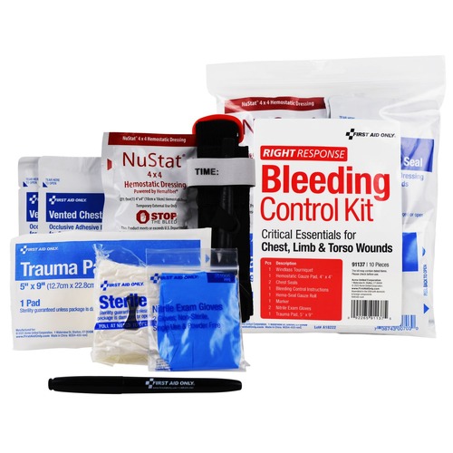 First Aid | First Aid Only 91137 11-Piece Critical Essentials Bleeding Control Kit for Limb, Chest and Torso Wounds image number 0