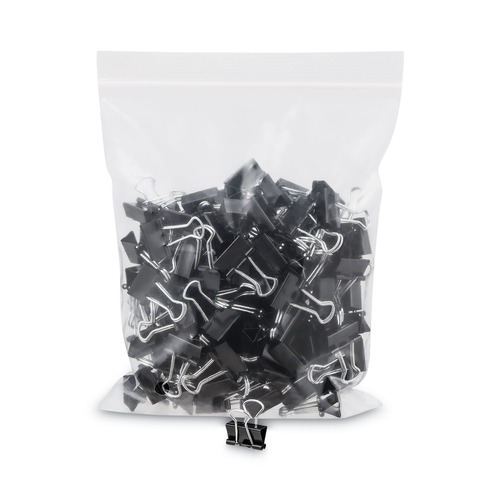  | Universal UNV10199VP Binder Clips in Zip-Seal Bag - Mini, Black/Silver (144/Pack) image number 0