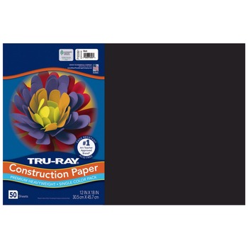 Pacon 12 in. x 18 in. 76 lb Text Weight Tru-Ray Construction Paper - Black (25 Packs/Carton)