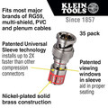 Klein Tools VDV813-619 35-Piece Universal Sleeve Technology BNC Compression Connector Set image number 1