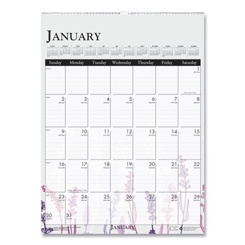 House of Doolittle 12-Month (Jan to Dec): 2026 12 in. x 16.5 in. Recycled Wild Flower Wall Calendar - White/Multicolor Sheets