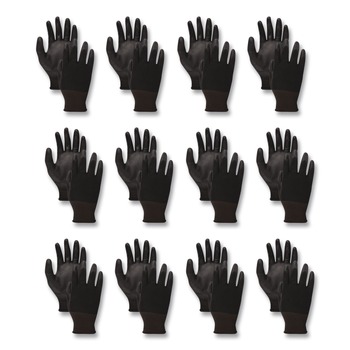 Boardwalk Palm Coated Cut-Resistant HPPE Glove - Size 8 Medium, Salt and Pepper/Black (1-Dozen)