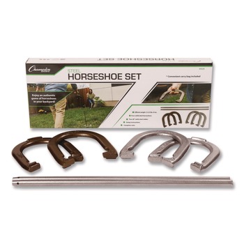 Champion Sports (4) Horseshoes / (2) 20 in. Stakes / Nylon Carry Bag Steel Horseshoe Set (1-Set)