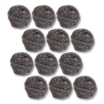 Boardwalk 2-1/2 in. x 2-3/4 in. Stainless Steel Scrubber - Steel Gray (12/Carton)