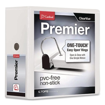 Cardinal Premier 3 Easy Open Locking Slant D Ring 5 in. Capacity ClearVue Binder - White