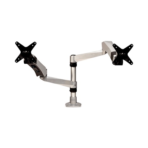  | 3M MA265S 360 deg Rotation, plus90/-15 deg Tilt, 360 deg Pan Easy-Adjust Desk Dual Arm Mount for 27 in. Monitors - Silver image number 0