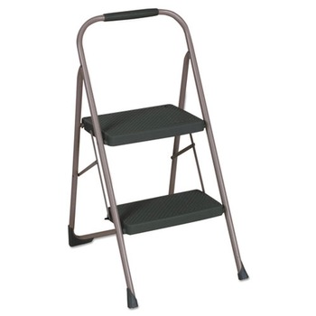 Cosco 20.5 in. Working Height 22 in. Spread 200 lbs. Capacity 2-Step Big Step Folding Stool - Black/Gray