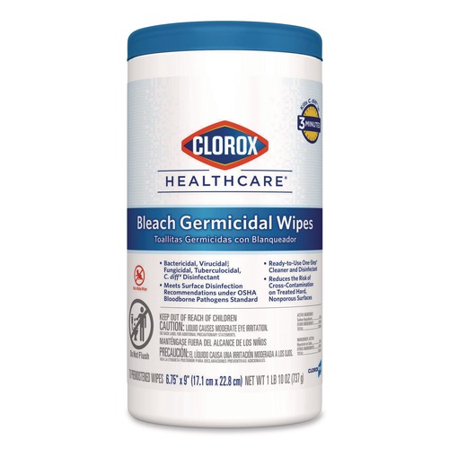 Office Jansan | Clorox Healthcare 35309 6.75 in. x 9 in. 1-Ply Bleach Germicidal Wipes - White Unscented image number 0