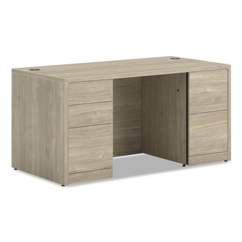 HON 10500 Series 60 in. x 30 in. x 29.5 in. Double Pedestal Desk with Full Pedestals - Kingswood Walnut