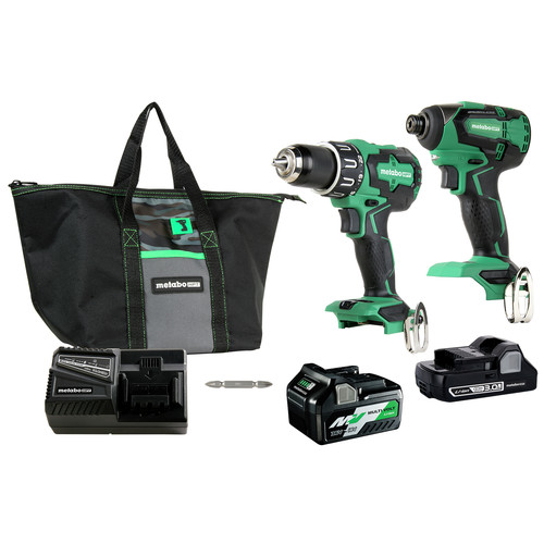 Combo Kits | Factory Reconditioned Metabo HPT KC18DBFL2TM 18V Brushless Lithium-Ion 1/2 in. Cordless Hammer Drill and 1/4 in. Cordless Impact Driver Combo Kit (3 Ah/5 Ah) image number 0