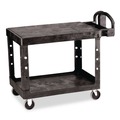 Utility Carts | Rubbermaid Commercial FG452500BLA 25.25 in. x 44 in. x 38.13 in. 500 lbs. Capacity 2 Flat Shelves Plastic Utility Cart - Black image number 0