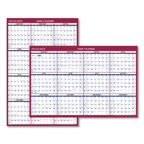 Office Jansan | AT-A-GLANCE PM326-28 12-Month (Jan to Dec): 2026 32 in. x 48 in. Erasable Vertical/Horizontal Wall Planner - White/Blue/Red Sheets image number 0