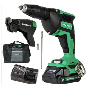 Metabo HPT 18V MultiVolt Lithium-Ion Brushless Cordless Drywall Screw Gun Kit with Collated Screw Magazine (2 Ah)